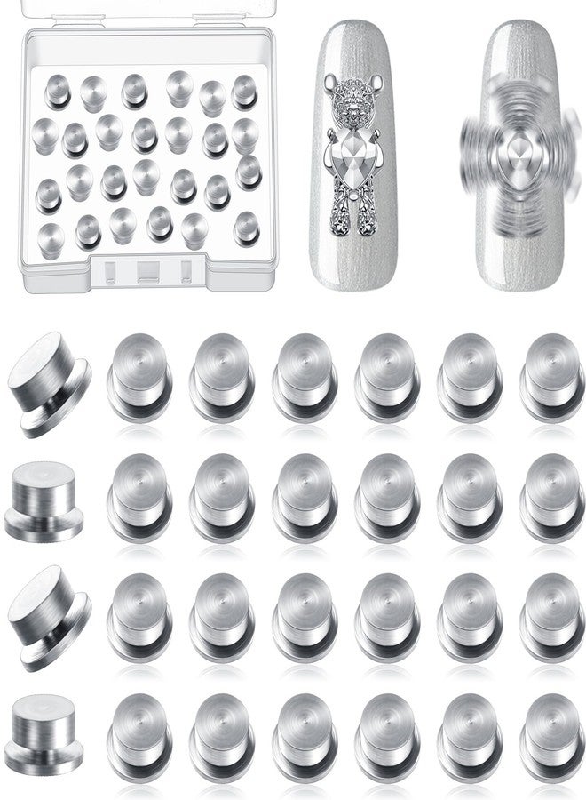 Leelosp 30 Pieces Spinning Nail Charms Nail Art Rotating Charm Bearing Art Tool Rings Jewelry Rotating Tools 3D for Women Girls Crafting Jewelry Accessories(Silver,0.16 x 0.2 x 0.1 Inches) - Image 1